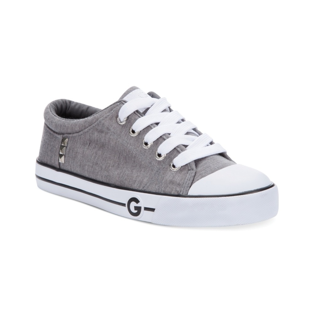 G by Guess Gray & White Lace Up Oona Sneakers Womens 6
